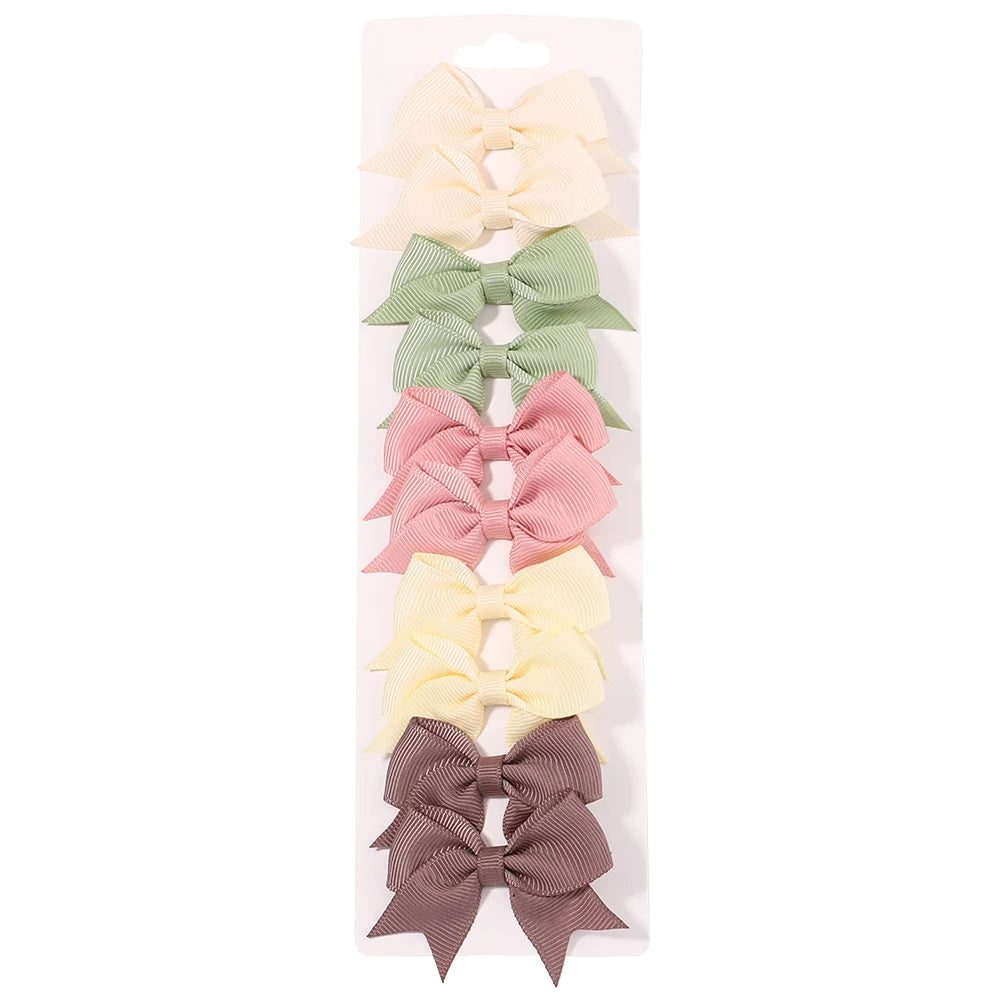 10Pcs/Set Solid Color Kids Bows Hair Clips for Baby Girls & more alternate view