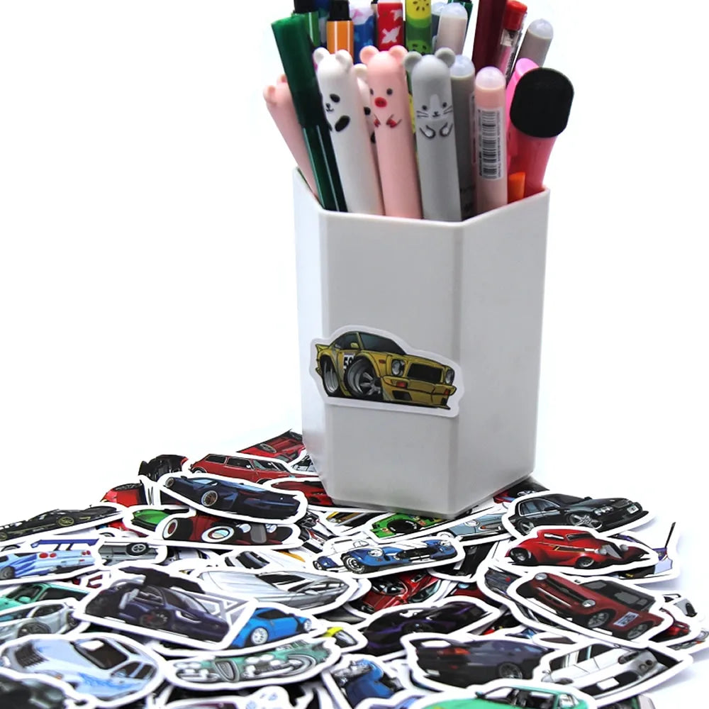Retrofit Racing Car Graffiti Stickers | Waterproof Decal Set for Laptop, Guitar, Lu additional angle