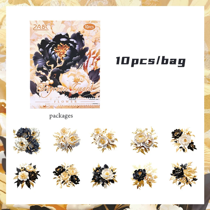 Mr. Paper, 6 Styles, 10pcs/pack, Dreamy Simulation Flower Stickers,Scrapbook Collage, alternate view