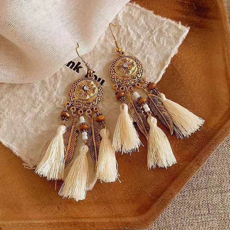 Cute Summer Flower Earrings Handmade Vacation Bohemian Earrings Exaggerated Beach Wom alternate view