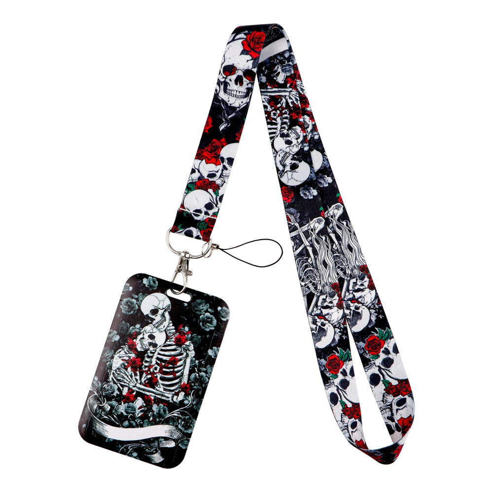 Human Skeleton Lanyard Card Holder Neck Strap for key ID Card Phone Straps Badge Holde close-up view