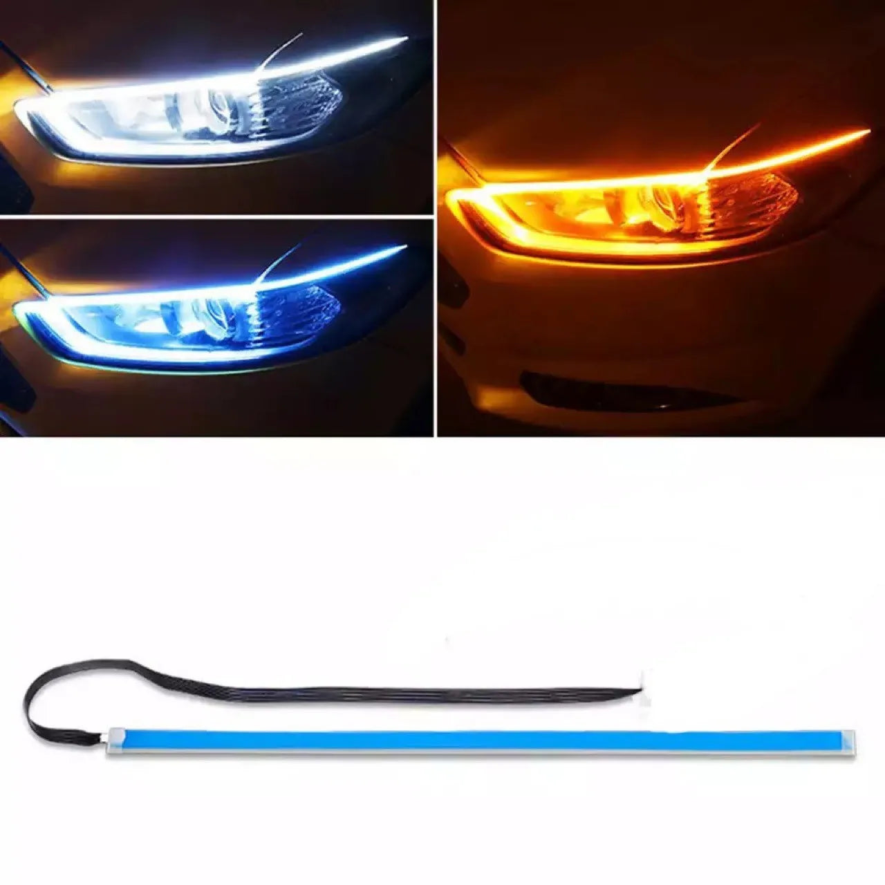 LED DRL Car Daytime Running Light Flexible Waterproof Strip | Auto Headlights White Turn Signal Brak