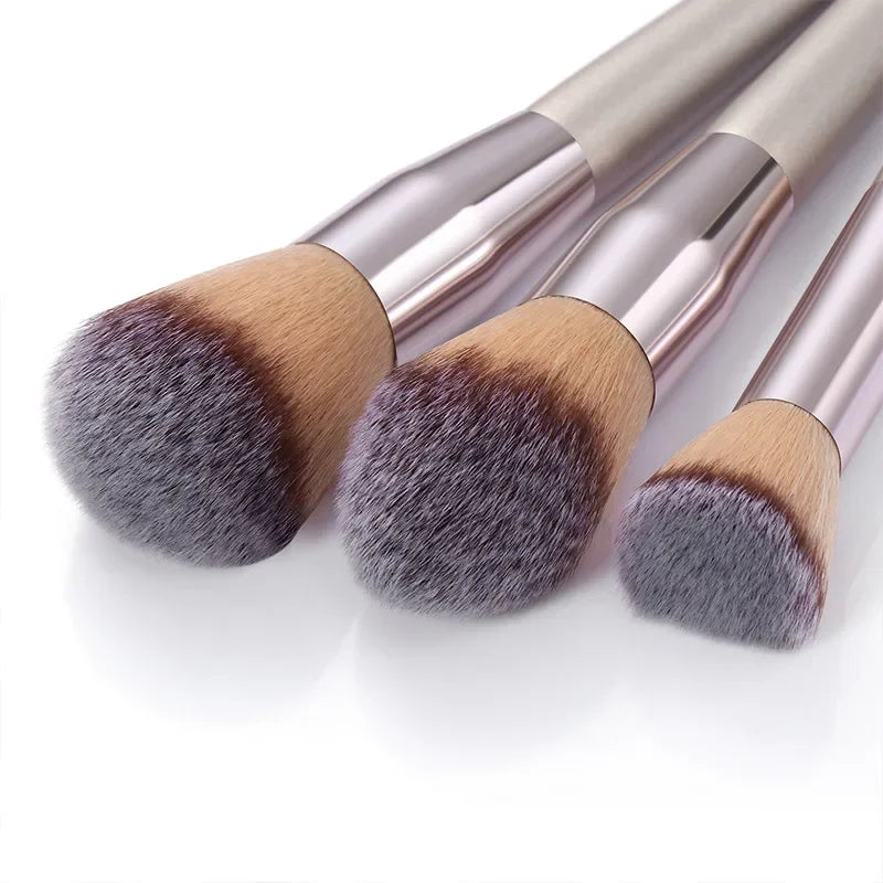 Champagne Makeup Brush Set | Foundation & Powder Flat Head Cosmetic Brush detail view