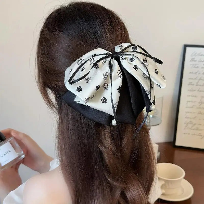 【MAX-22】Vintage Plaid Butterfly Knot Hair Clip Women's Back Of Head Bun Shark Hair Clip Hair Accessories