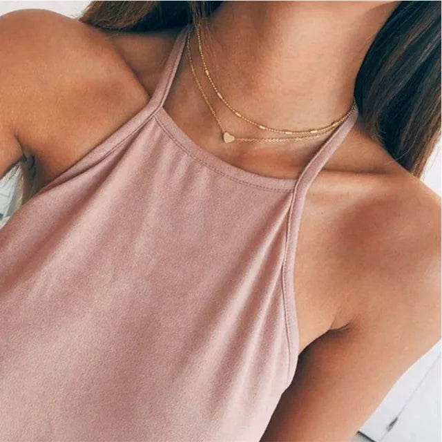 Tiny Heart Pendant Necklace for Women | Short Chain Bohemian Choker lifestyle view