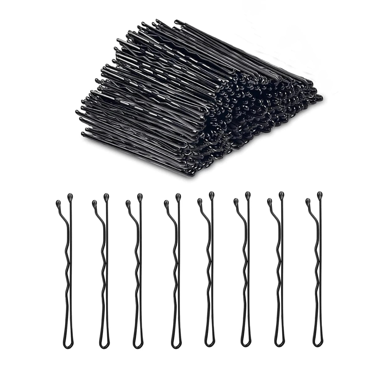 50/100/200Pcs Bobby Pins Black Hair Pins Premium Wavy Black Bobby Pins Hair Clips Suitable for All H
