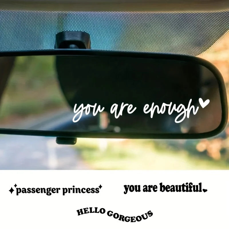 Self-Care Motivational Rearview Mirror Decal | Cute Car Vinyl Sticker