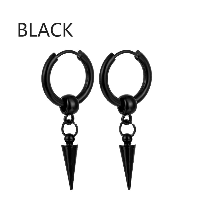 1 /11 Pairs Punk Stainless Steel Stud Earrings Black Earrings Set For Men Women Vinta alternate view