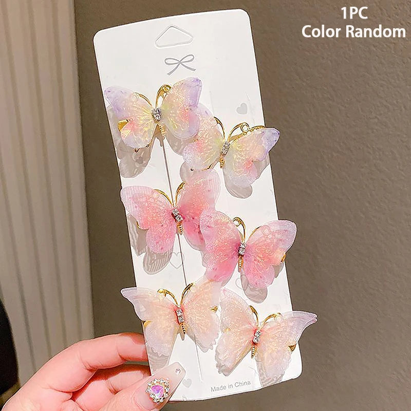 Random Colorful Butterfly Hairpins Girl Hair Clips Barrettes Women Sweet Hair Ornament Rainbow Headwear Fashion Hair Accessories