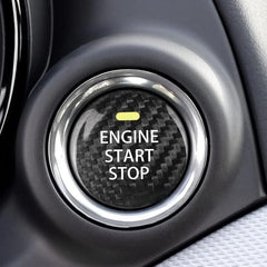 Carbon Fiber Engine Start Button Cover for Mazda close-up view