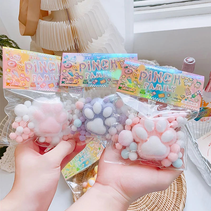 Handmade Flocking Cat's Paw Stress Relief Squishy Toy | Mochi Slow Rebound Fidget T additional angle