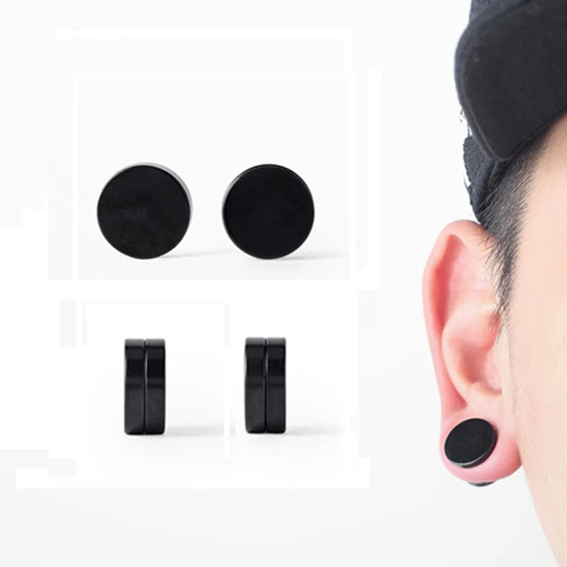 6mm/8mm/10mm/12mm Round Circle Non Piercing Strong Magnet Magnetic Mens Ear Clip Non lifestyle view