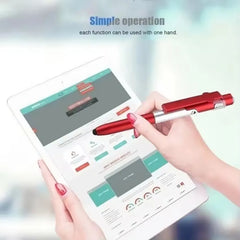 4 In 1 Multifunction Ballpoint Pen with LED Light Fold Phone Holder Night Read Writing close-up view