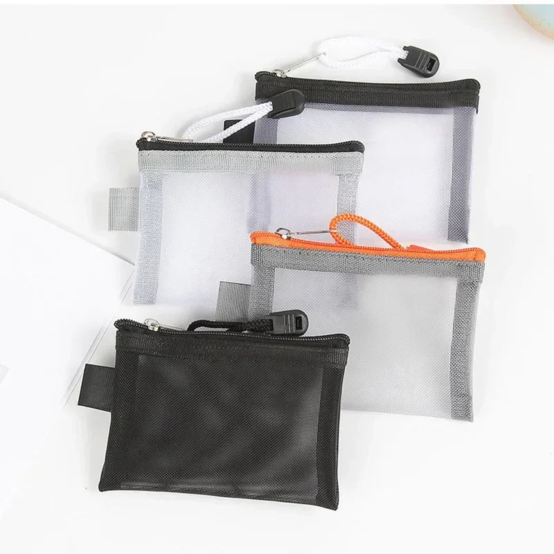 Mini Clear Nylon Mesh Zipper Coin Purse | Portable Wallet for Cards, Keys, and Lipsti alternate view
