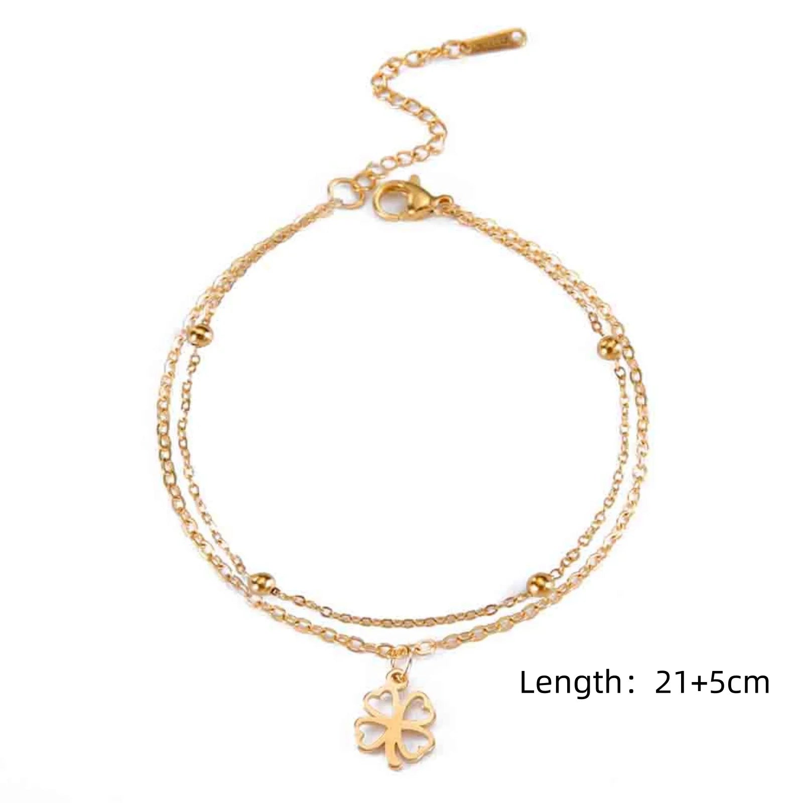 Skyrim Foot Chain of Women Men Silver Color Four-leaf Clover Stainless Steel Anklet additional angle