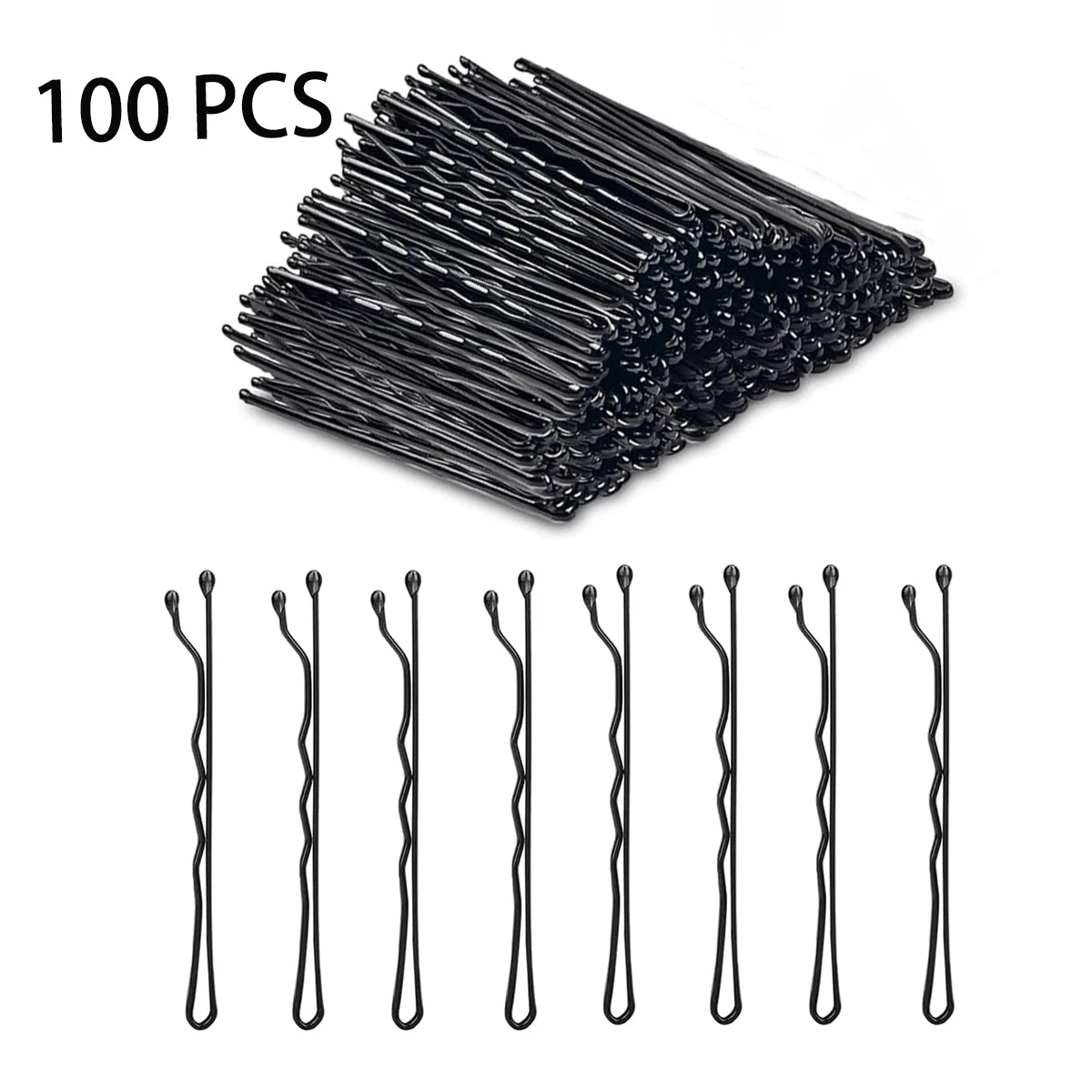50/100/200Pcs Bobby Pins Black Hair Pins Premium Wavy Black Bobby Pins Hair Clips Suit close-up view