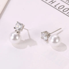 925 Sterling Silver Earrings Pearl Classic for Women Wedding Engagement Fine Jewelry Lux detail view
