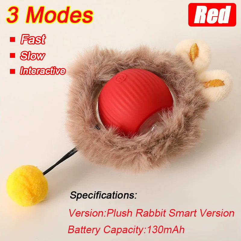 New Cat Interactive Ball Toy Automatic Rolling Ball Faux Tail Rechargeable Smart Pe additional angle