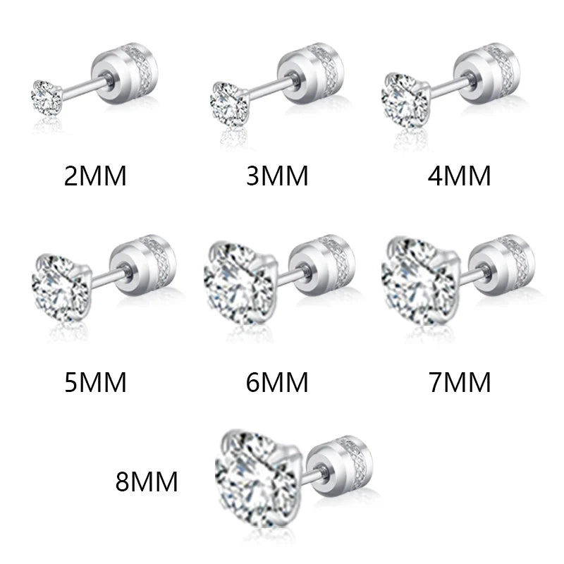 2Pcs Medical Stainless Steel Crystals Stud Earrings Screws Piercing Tragus Cartilage lifestyle view