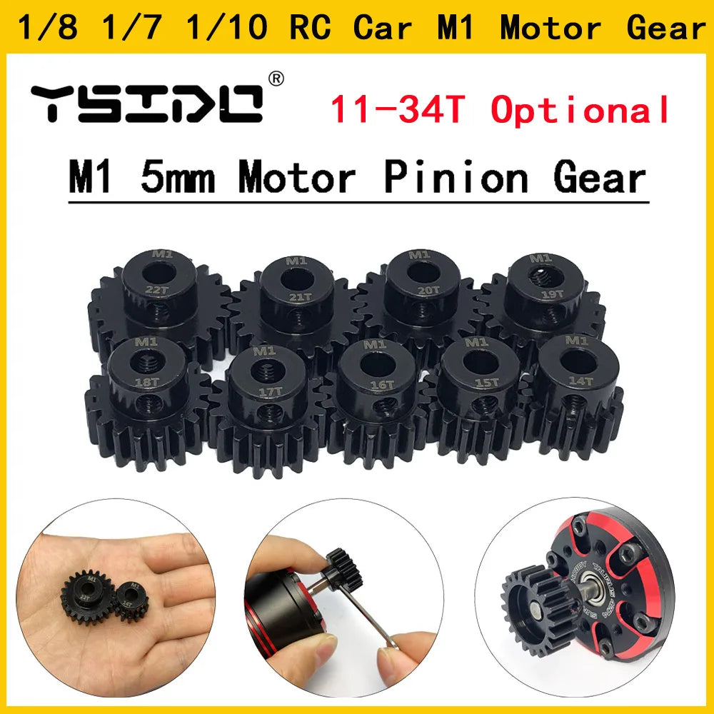 M1 5mm 11T 12T 14T 15T 17T 18T 20T 21T 22T 24T 25T 26T 28T 30T Steel Metal Pinion Motor Gear For 1/1