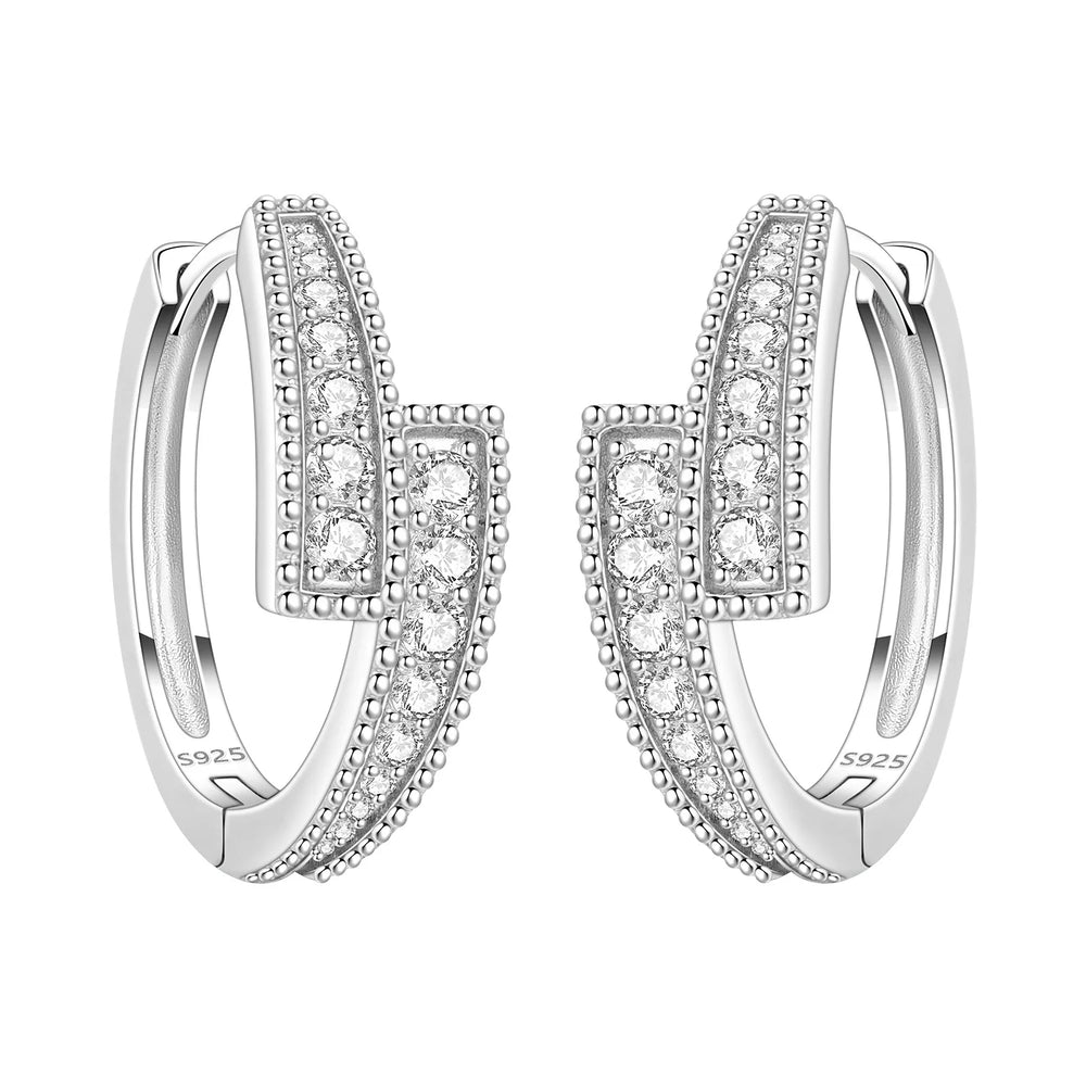 Orstarry S925 Sterling Silver Square Chain With Stone Inlaid Earrings Hoop Earrings F lifestyle view