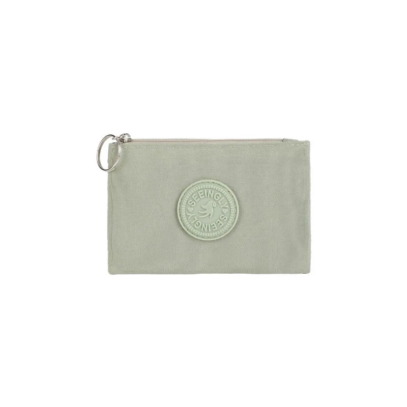 Casual Solid Nylon Coin Purse | Multi-Purpose Zipper Wallet Pouch close-up view