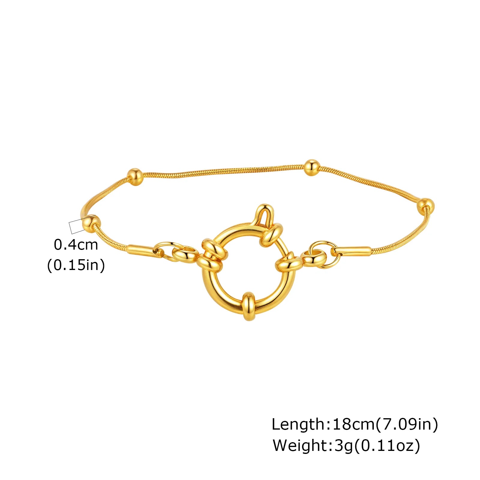 Vnox Square Chain Bracelet | Gold Stainless Steel Round Bubble Link Jewelry for Women detail view