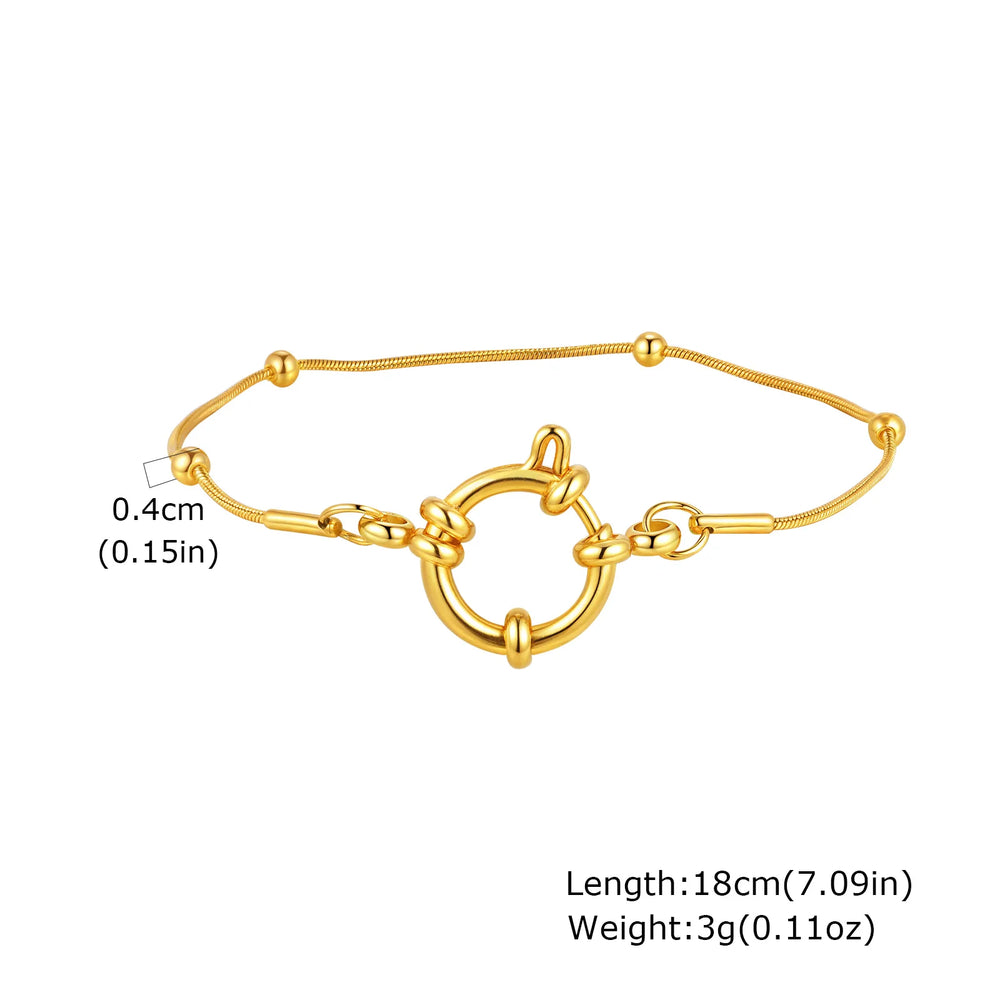 Vnox Square Chain Bracelet | Gold Stainless Steel Round Bubble Link Jewelry for Women detail view