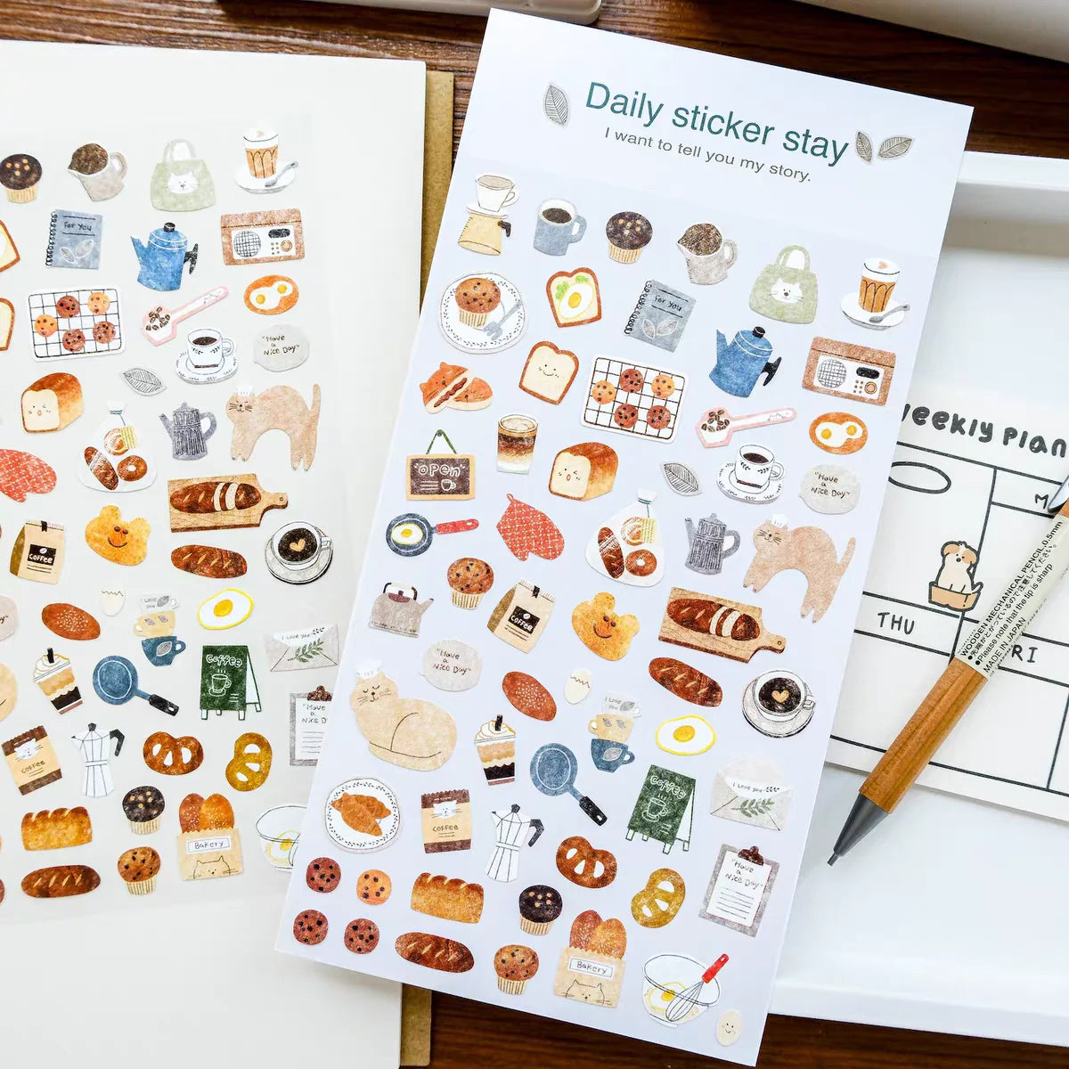 Korean Bonito Nature Life Bread House Coffee Paper Stickers | Cute Scrapbooking and J alternate view