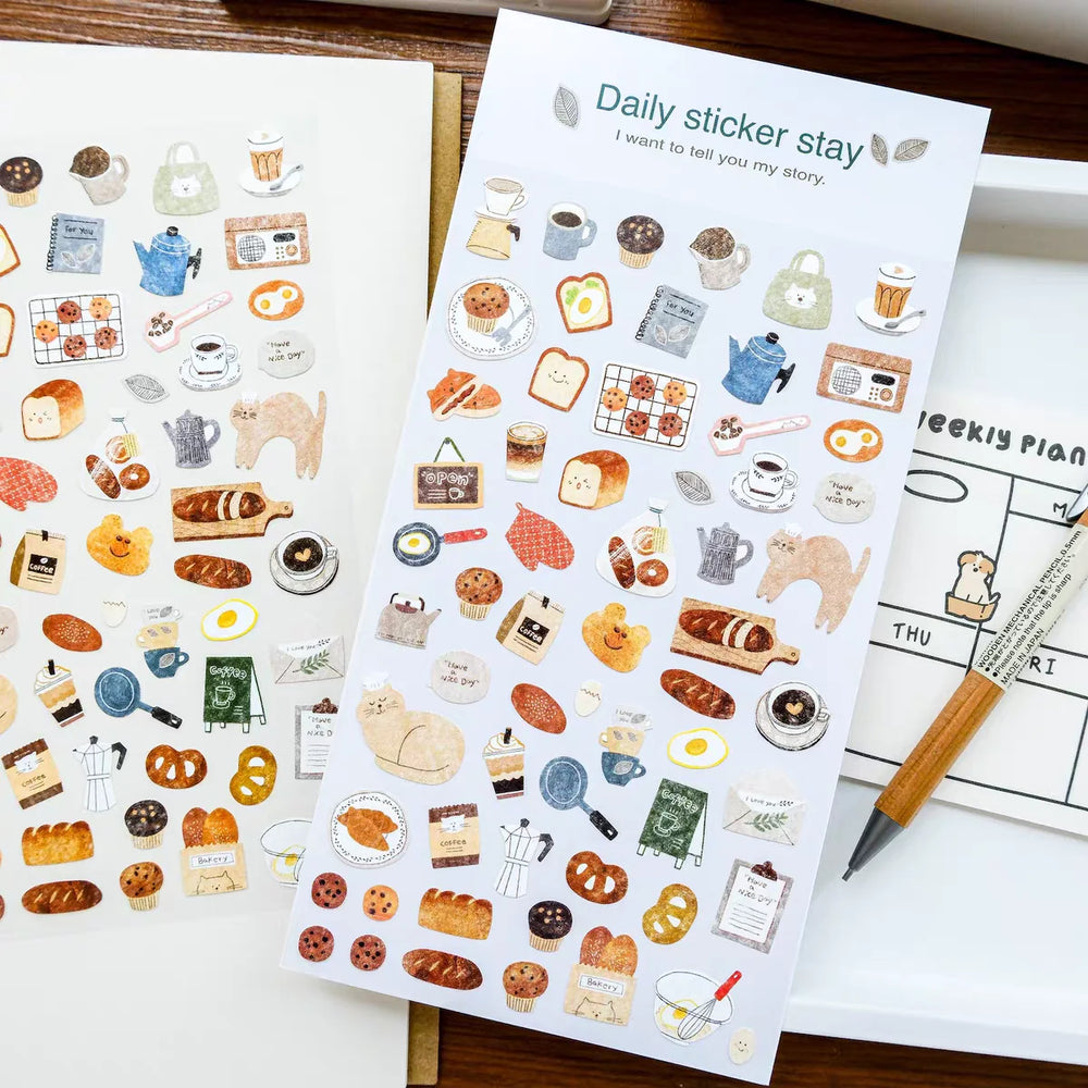 Korean Bonito Nature Life Bread House Coffee Paper Stickers | Cute Scrapbooking and J alternate view
