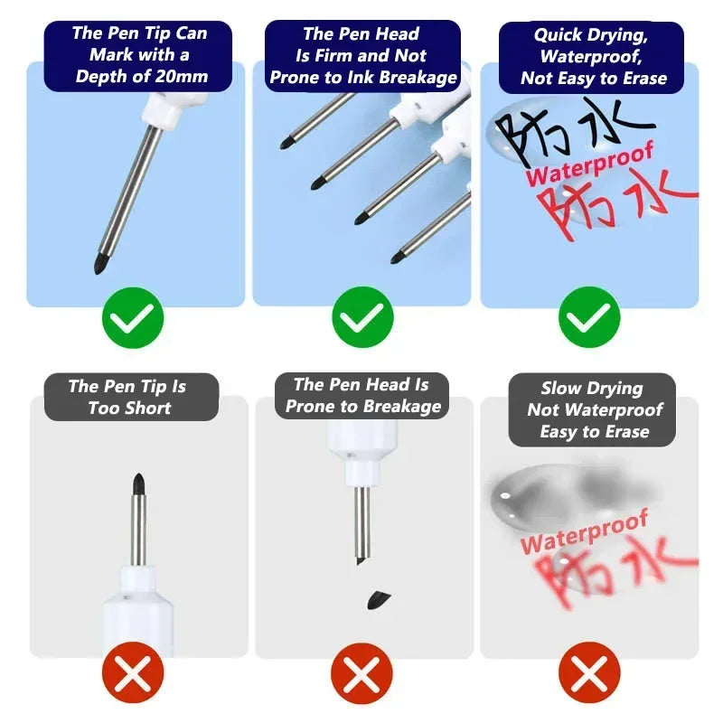 Deep Hole Long Nib Markers for Metal Wood Tile | 8-Pack Waterproof Marking Pens alternate view