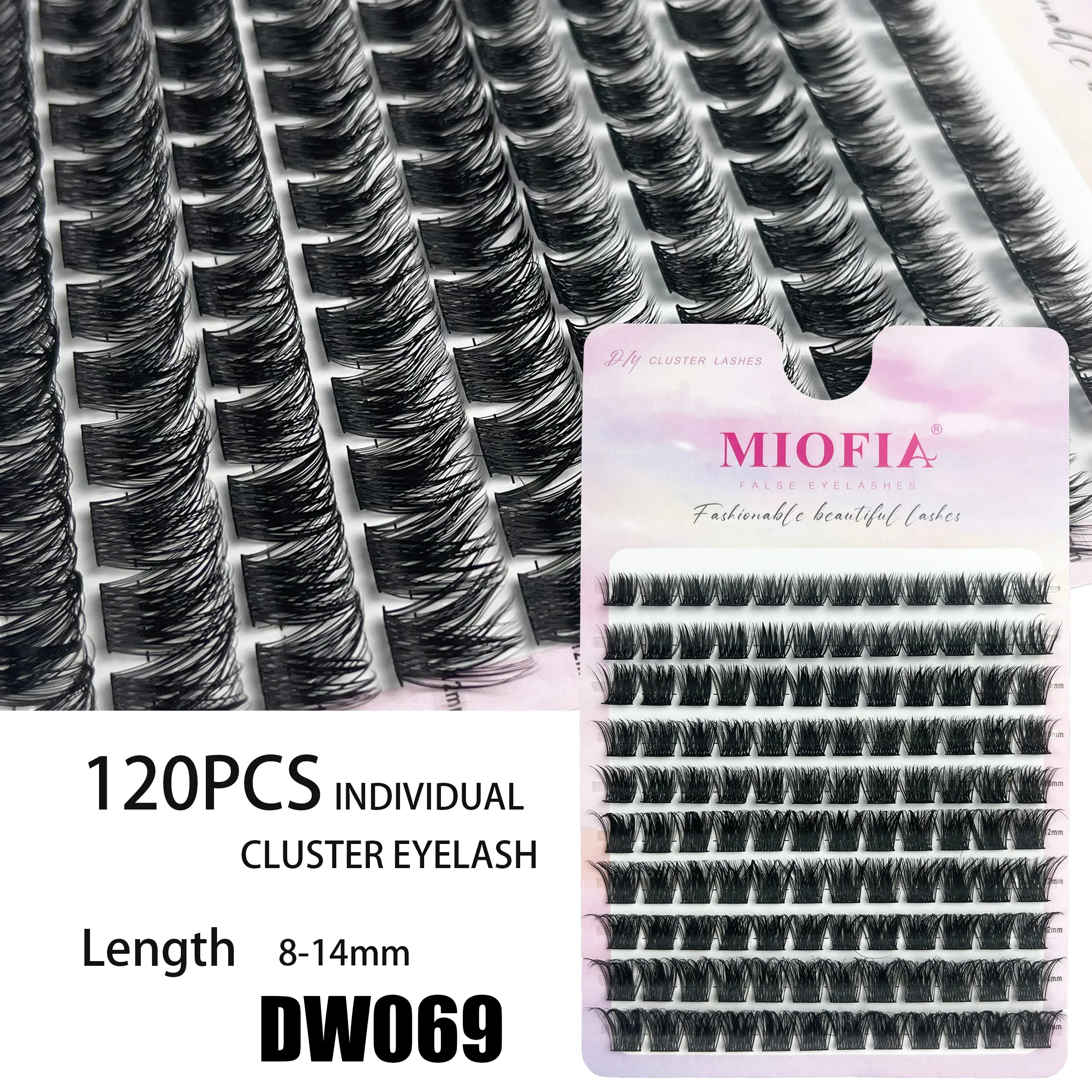MIOFIA DIY Eyelash Clusters Fluffy Natural Anime Lashes 8-14mm Mixed Length Large capacity 3D Russian Volume Eyelash Extension