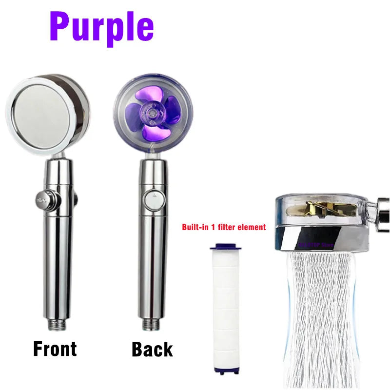 360 Degrees Rotation Turbo Fan Shower Head High Pressure Water Saving Spray Adjustabl alternate view