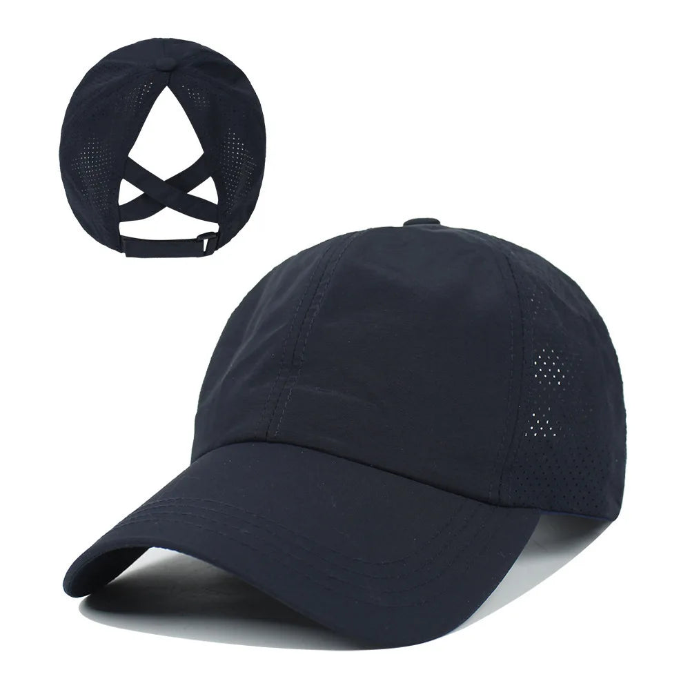Women's High Ponytail Mesh Baseball Cap | Quick-Dry Breathable Sun Hat for Outdoor Sport detail view