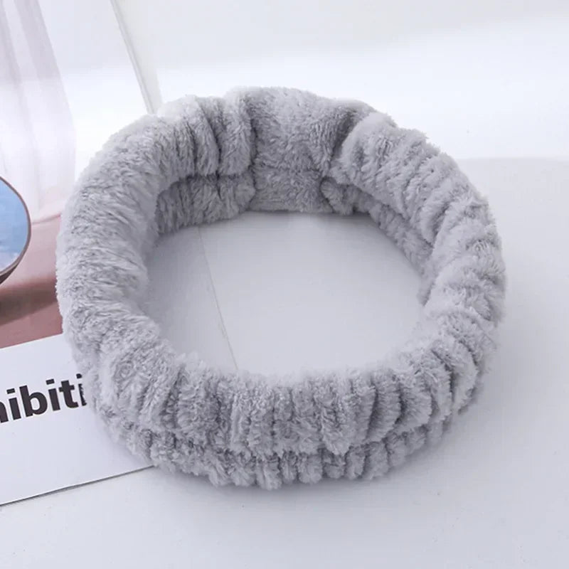 Soft Coral Fleece Headband Women Makeup Wash Face Spa Elastic Hair Band Fashion Fem additional angle