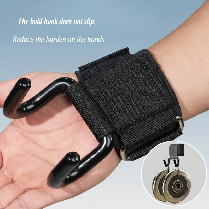 Weight Lifting Hook Grips with Wrist Wraps | Gym Hand-Bar Support for Pull-Ups and Po lifestyle view