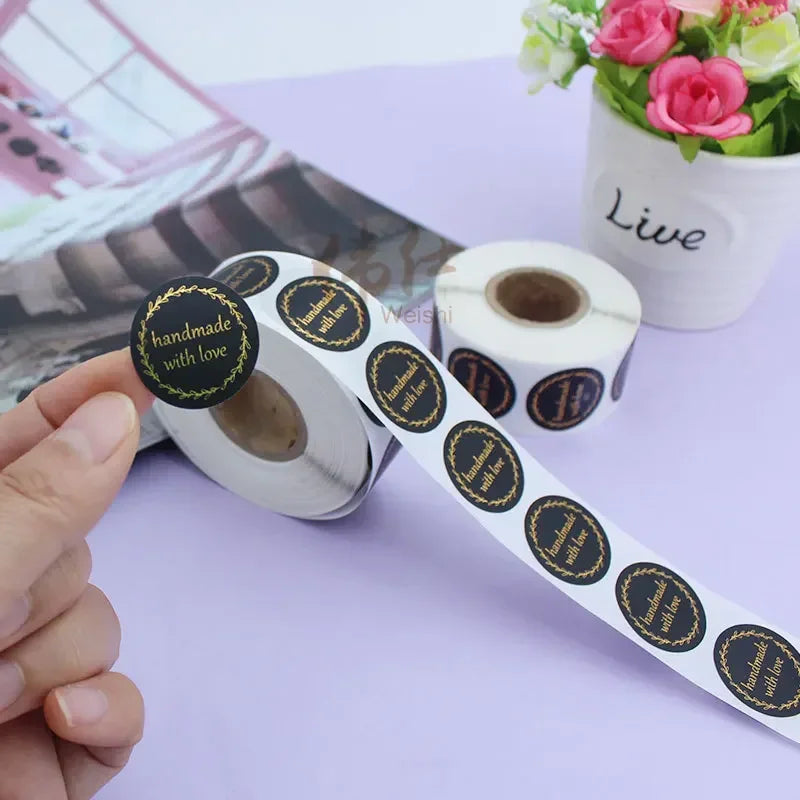 500pcs handmade with Love Stickers Baking label wedding sticker party label decoratio alternate view