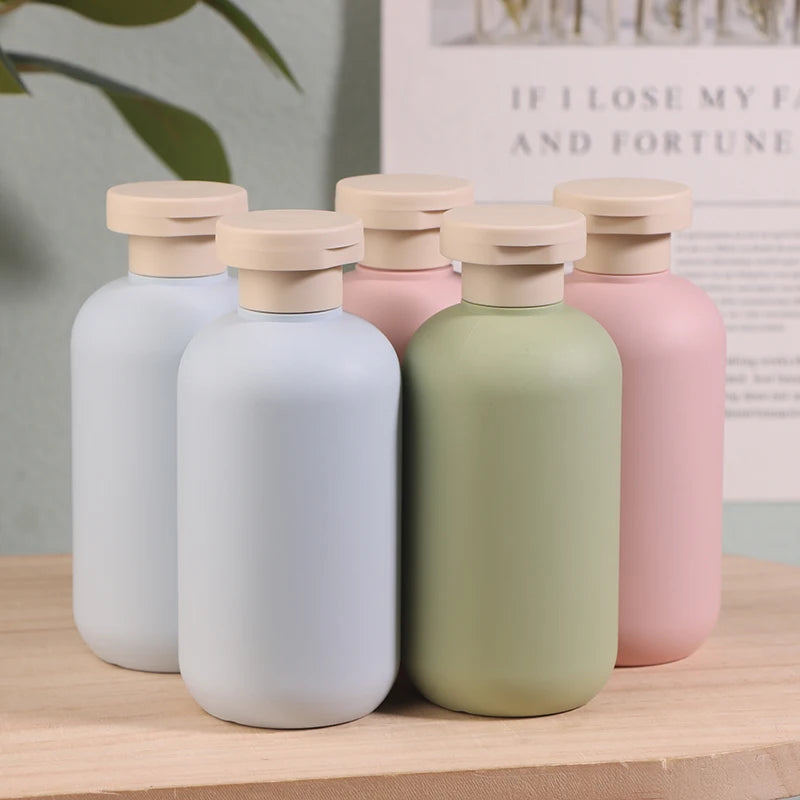 2Pcs 100/200ml Blue Green Pink Empty Plastic Pump Lotion Shampoo Bottle Flip Cap Bottle detail view