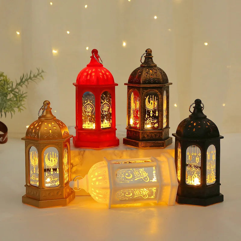 LED Star Moon Candlestick Light | Ramadan Decoration with Castle Wind Lamp close-up view