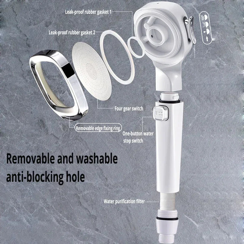 High Pressure Shower Head Water Saving 3 Modes Shower Heads Adjustable One-Key Stop lifestyle view