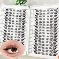 32Rows Fox Eye Manga False Eyelashes Large Capacity Tapered Thick Segmented Individual Cluster Lash Extensions Enlarge Eyes