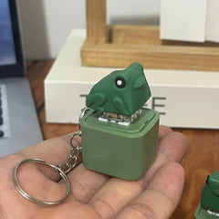Funny Frog Duck Keychain Rechargeable Keyboard Clicker Sound Keyring With LED Light Fo close-up view