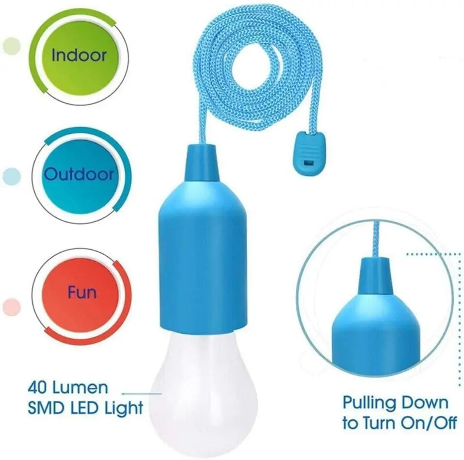 Battery Operated LED Pull Cord Light | Portable Hanging Lantern for Camping, Garden, alternate view