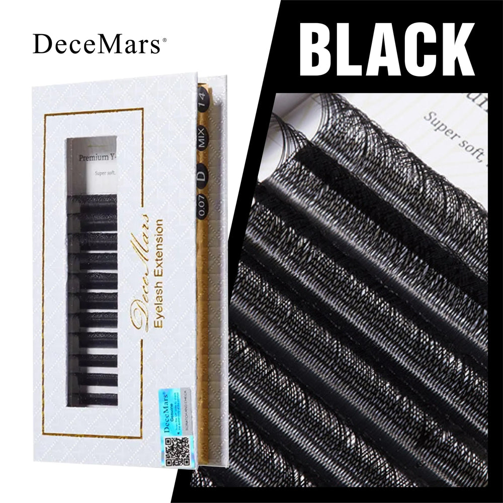 DeceMars YY Eyelash Extension 6mm-18mm Length | DIY Black Lashes detail view