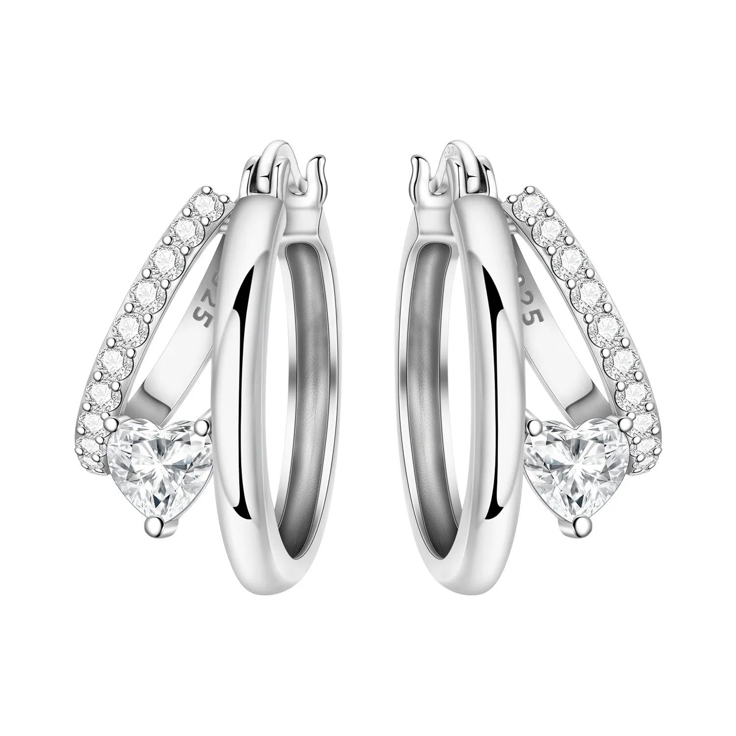 Orstarry S925 Sterling Silver Square Chain With Stone Inlaid Earrings Hoop Earrings F lifestyle view