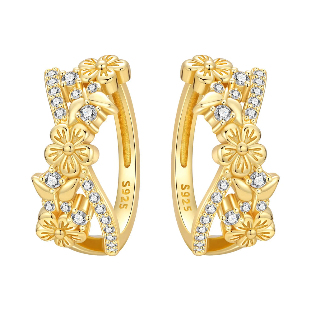 PANPOKI Original 925 Sterling Silver Double Butterfly Insect Earrings Women Hoop Ea additional angle