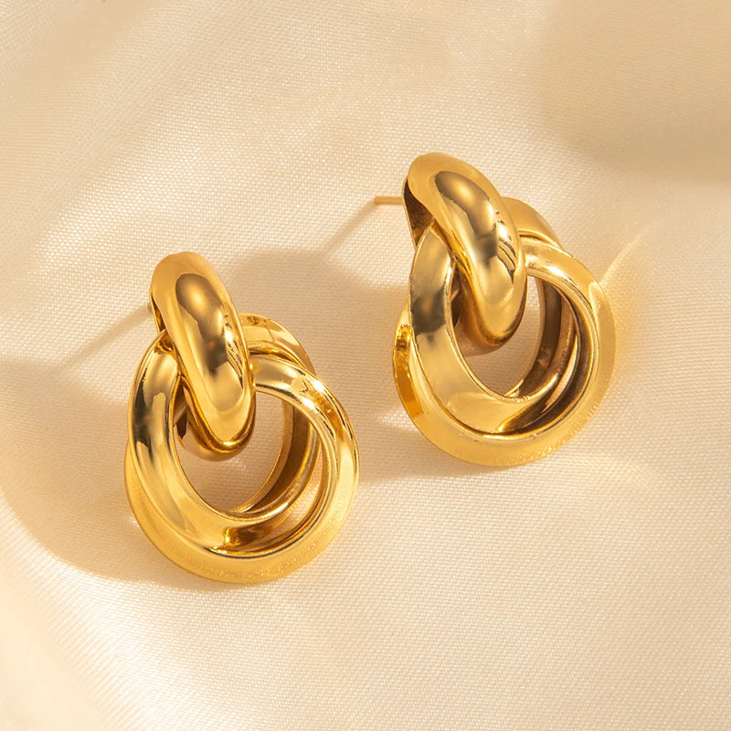 316L Stainless Steel Hoop Earrings for Men Women | Geometric Drop Earrings lifestyle view