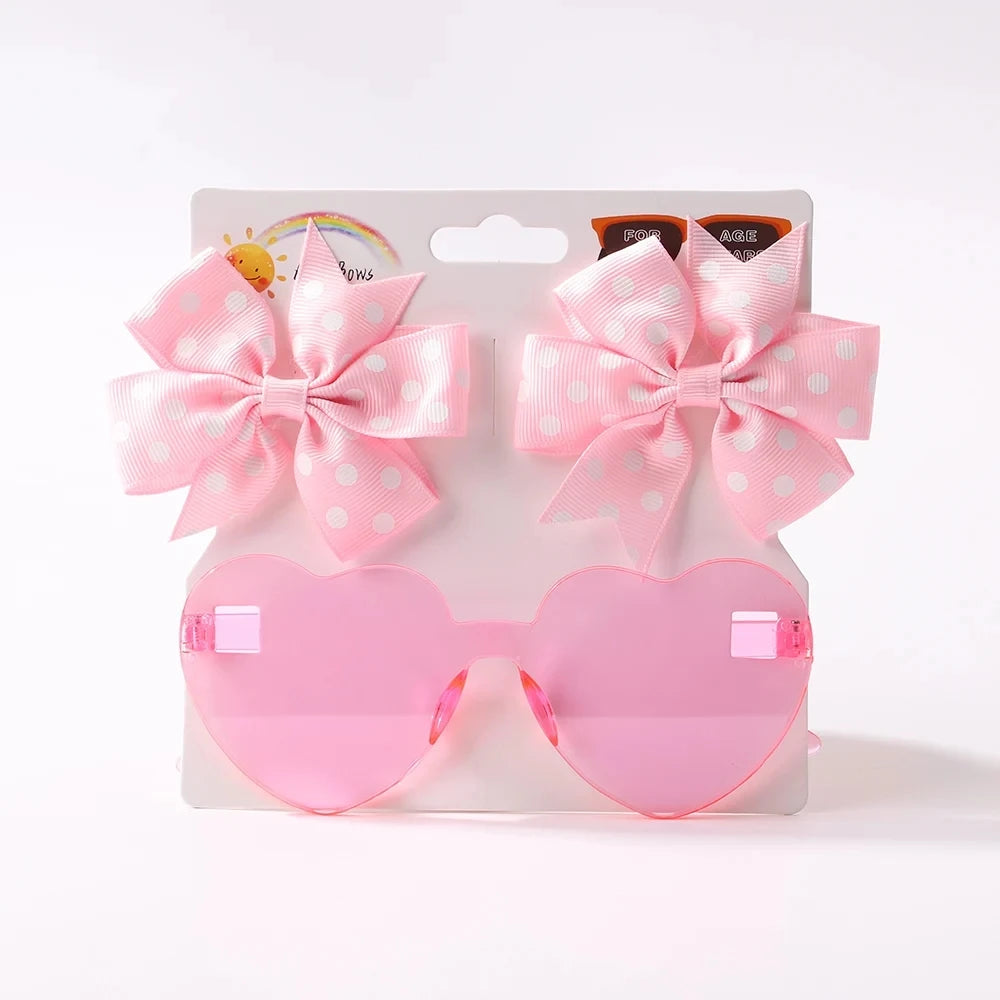 3Pcs/Pack Solid Dot Hair Bows Clip Girls Boutique Bowknot Hair Clips Kids Colorful He alternate view
