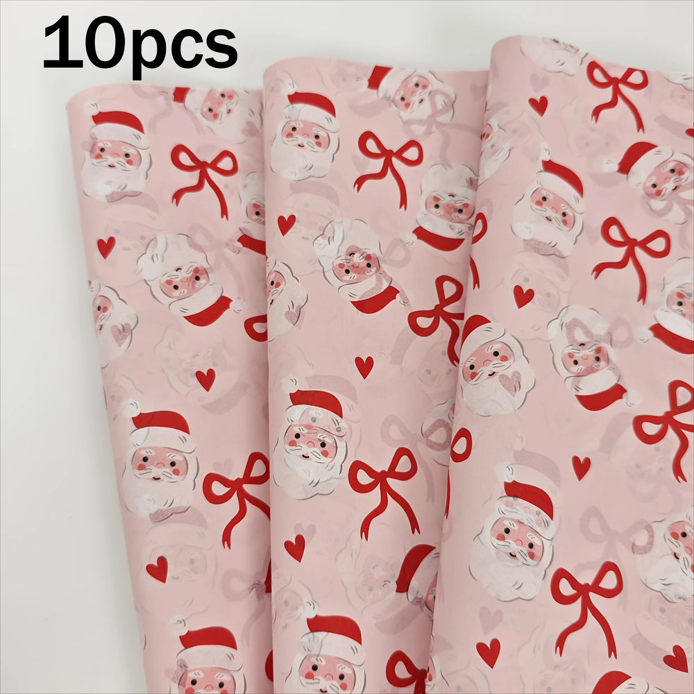 Pink Santa Claus Bow Heart Pattern Wrapping Paper | Christmas Gift Wrap for Fragile Item detail view
