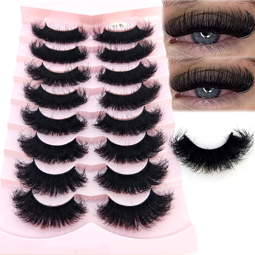 5-8 Pairs Natural Russian Striped Mink Lashes | 3D Volume Wavy False Eyelash Extens additional angle